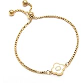 Mothers Day Gifts for Mom Wife - Gold Initial Clover Bracelets for Women Dainty 14K Gold Filled Letter Tennis Bracelet Personalized 26 Alphabet Charm Bracelet Mom Gifts
