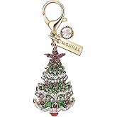 MONNEL MC395 Crystal Christmas Tree Lobster Clasp Charm for Women with Velvet Bag (Green,1 Piece)