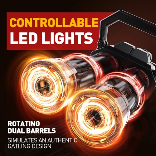 Skirfy Gatling Electric Water Gun for Adults & Kids, Dual-Barrel, Up to 49FT Most Powerful Automatic Squirt Gun with LED Water-Sensor, Large Water Tank & Battery,Outdoor Pool Toy