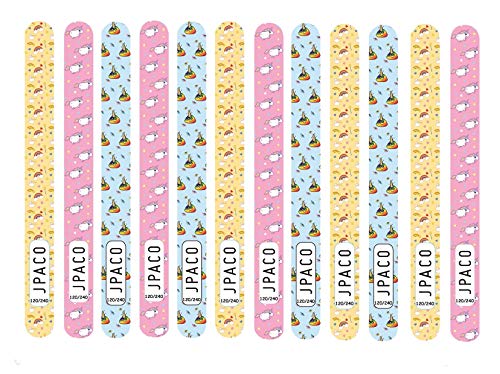 JPACO 12 PCS Professional Unicorn Nail Files 120 240 Grit Double Sided Washable Manicure - Thumbnail 7