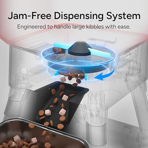 14L Automatic Dog Feeder for Large Dogs Extra Capacity Anti-Lock Automatic Dog Food Dispenser Dual Feeder Stainless Steel Bowl