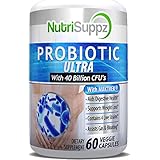 Probiotics ULTRA 40 Billion CFU's For Men &amp; Women - Immune System Booster, Gas &amp; Bloating Relief, IBS, Digestion, Skin Conditions, Gut, Flora, Prebiotic, Lactobacillus, Vegan