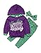 Gogoboi 3pcs Mermaid Outfit Set Long Sleeve Hoodie Top+Pants+Headband Suit for Baby Girl 1-6T (2-3T, Purple)