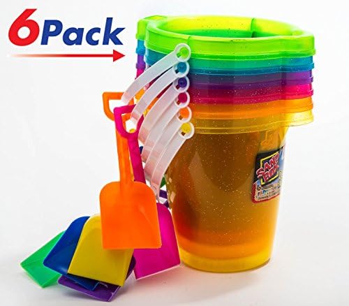 Shovel and Pail for Kids by 2GoodShop | Sandbox Beach Toys Outside Games Available in 6 Colors Pack of 6 | Item #1286