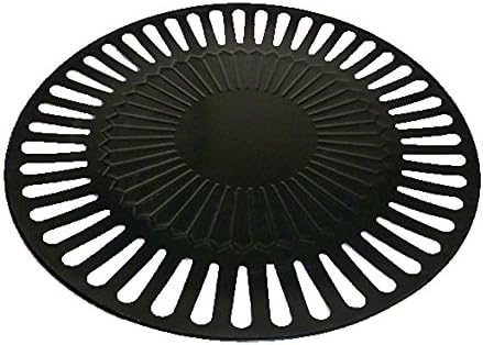 Mromick Round Iron Korean BBQ Grill Plate Barbecue Non-stick Pan Set with Holder Set