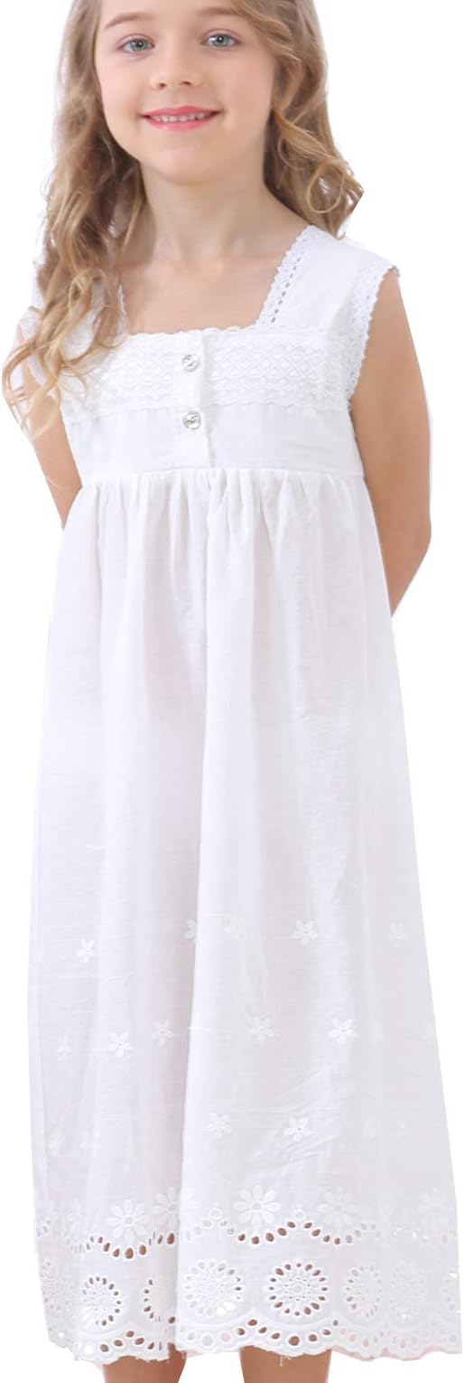 Kids Girls' Lace Nightgown Sleeveless Full Length Princess Dress Sleepwear 3-13 Years