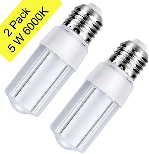 LED Corn Bulb -Alait 5W LED Corn Light E26 Socket 2835 Chip 450 Lumens 6000k AC85-265 360 Degree Lighting(2-pack Cold White ) (5)