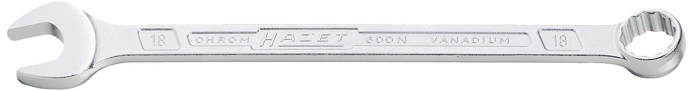 HAZET 600NA-7/8 304 mm 12-Point Profile Combination Wrench - Chrome-Plated