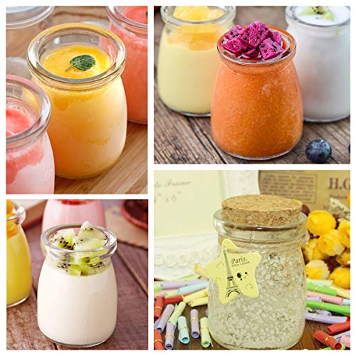 KAMOTA Glass Jars, 40 PACK 4 oz Clear Yogurt Jars With PE Lids, Glass