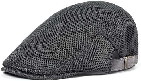 JANGOUL Men Ivy Cap Cotton Twill Newsboy Flat Hat (Black, 7 1/8