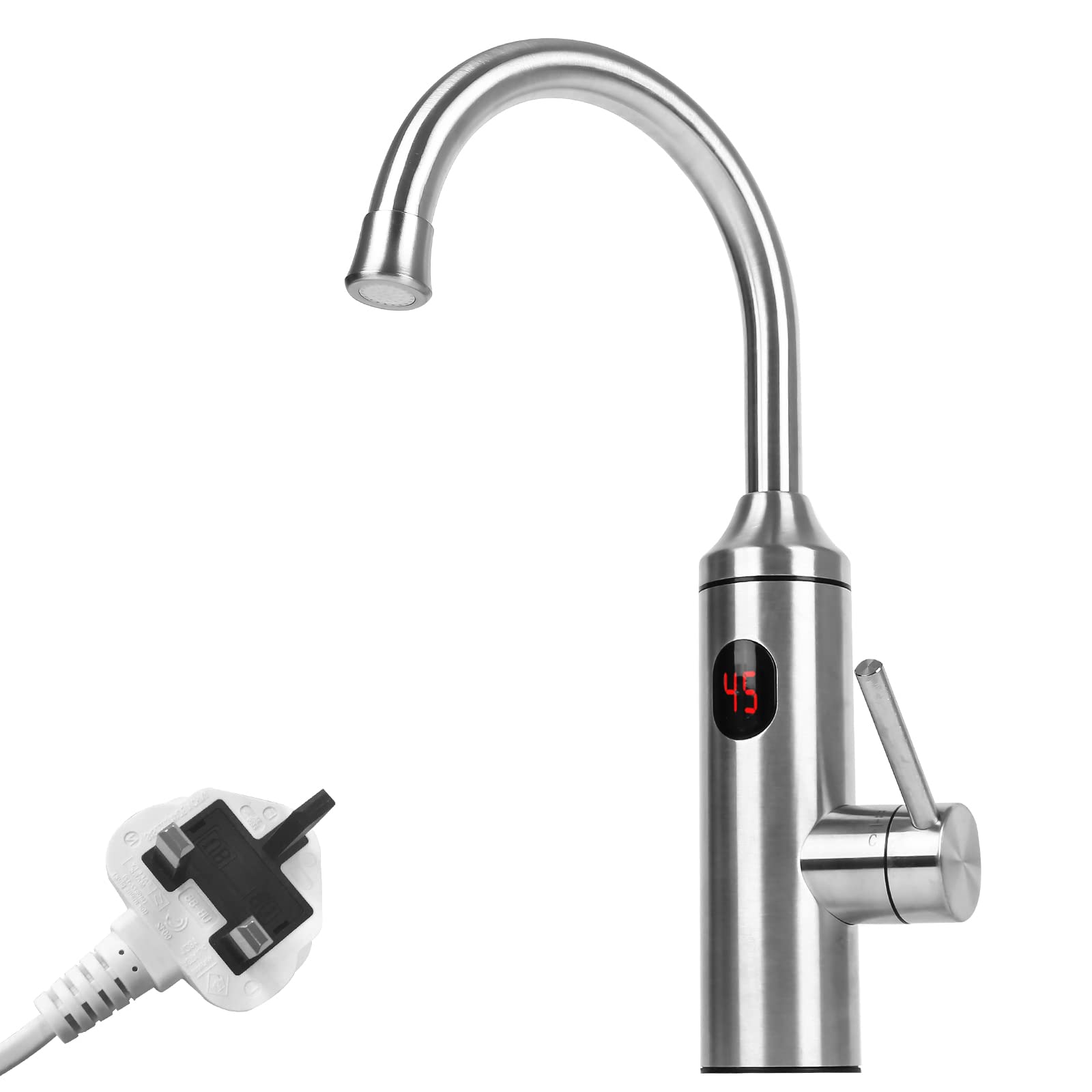 Kitchen Instant Heating Hot Water Tap 360°Swivel,WMLBK Instant Tankless Electric Hot Water Faucet with LED Digital Display Instant Water Hot Tap Electric Sink Heating Tap for Kitchen Bathroom