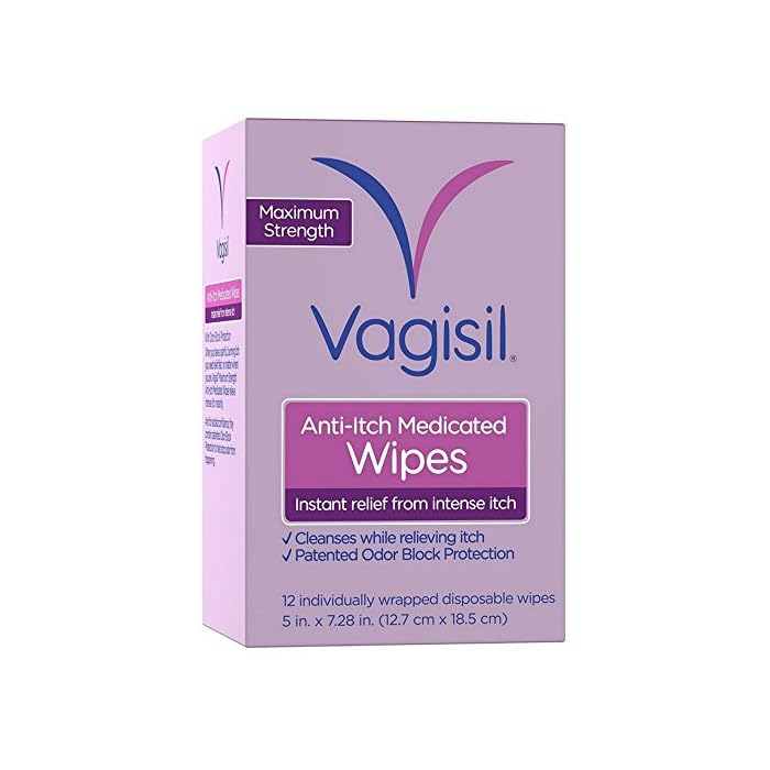 Vagisil Anti-Itch Medicated Wipes, Maximum Strength,12 ea