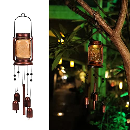 Gthmine Solar Wind Chimes for Outside,Mason Jar Wind Chime Light,Waterproof Windchimes for Garden,Patio Decor,Memorial Wind Chimes,Birthday Gift for Mom,Wife,Grandma,Neighbors (1 Pack)