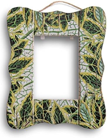 Printed Rustic Wood Frame , 4 x 6 inch Homestead Antique Picture Frame , White (Forest Leaves)