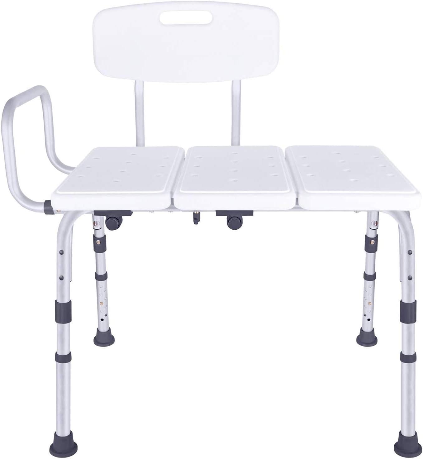 Vaunn Medical Bathroom Safety Bundle - Adjustable Bathtub Safety Grab Bar Rail and Shower Transfer Bench: Health & Personal Care