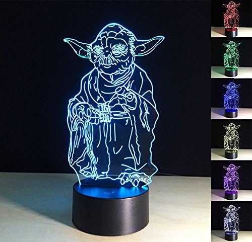 Tsaid 3D Night Light,Yod Light Illusion D Lamp,3D Night Light Lamp 7 Color Change Desk Decoration Lamps Birthday Christmas Gift,Powered by USB or 3AA Battery