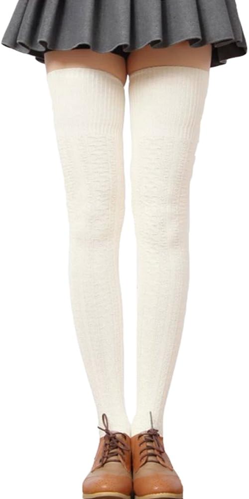 LSHARON Womens Over the Knee Thigh High Stockings Soft Knit Crochet Sock Leggings