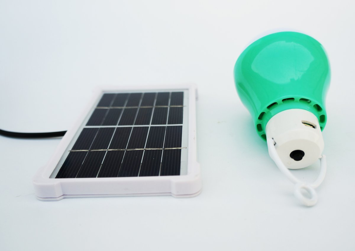 Solar Bulb Lights,Rechargeable Lights Solar Panel Powered Shed Light 5W Portable Led Bulbs Light Charged Solar Energy Lamp Home Lighting for Indoor Outdoor Camping Garden Emergency Lighting