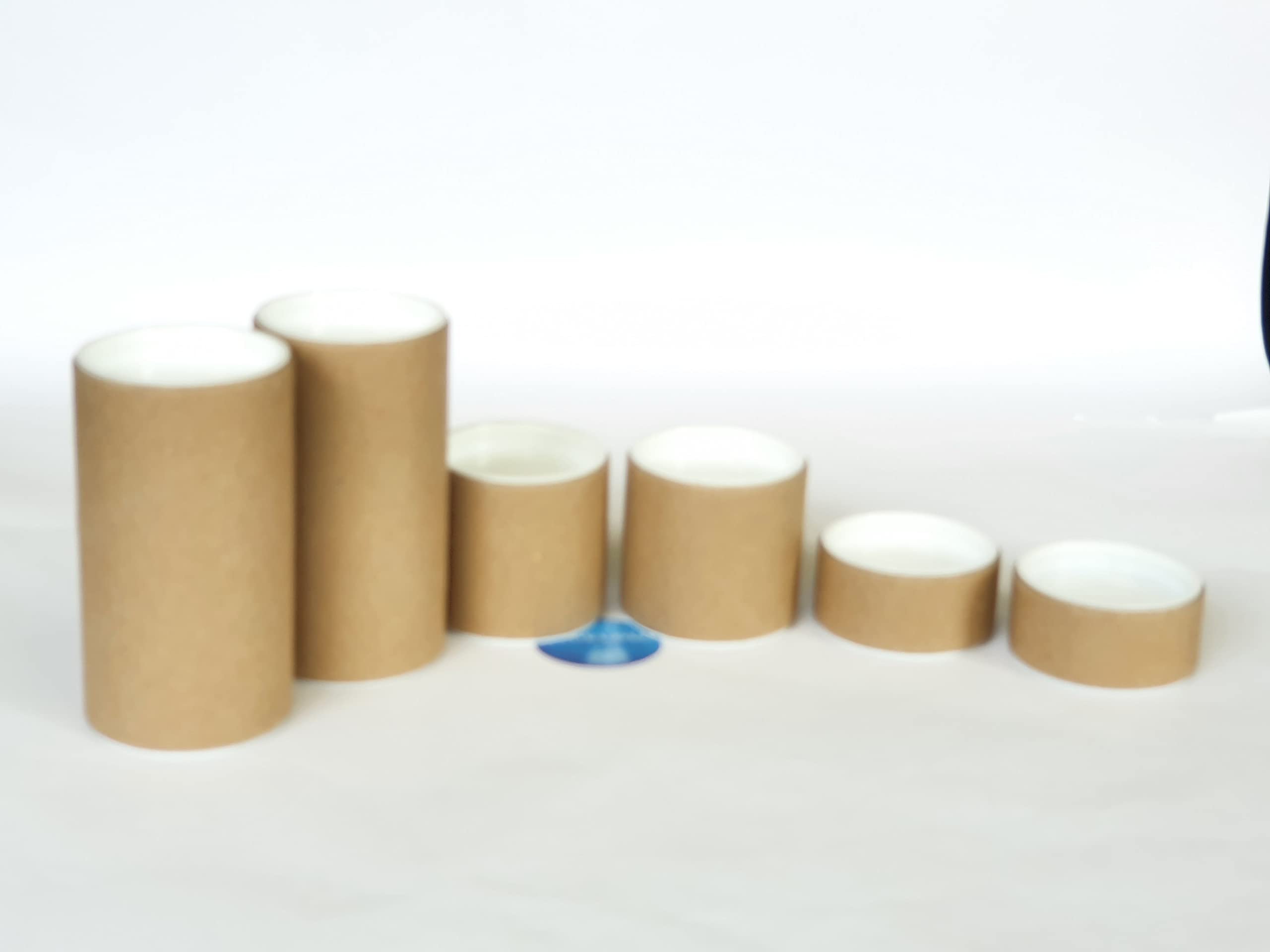 6 x ShieldUp Strong Cardboard Container Tubes | 50mm Diameter | 3 Different Sizes: 2 x 100mm high | 2 x 50mm high | 2 x 25mm high, Brown