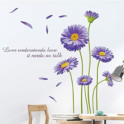 Amazon pbb ウォールステッカー 花 紫の花デカール壁画リビングルームの装飾アート保育室寝室寝室オフィス浴室壁ステッカー取り外し可能な壁の装飾ロマンチックな美しいロマンチック ウォールステッカー pbb ウォールステッカー