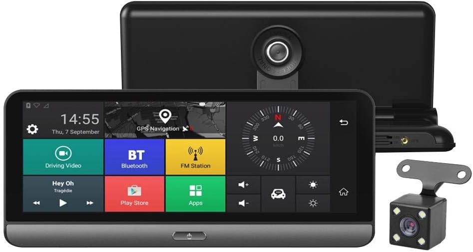 Dash Cam Backup Camera DVR Camera GPS 4G WiFi BT ADAS Dual Lens Navi 8in Android 5.1
