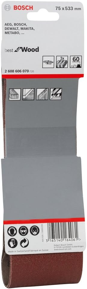 Bosch 3X PRO Paint on Wood and Hardwood X440 Sanding Belt for Sanders (for Paint on Wood Hardwood, 75 x 533 mm, Grit 60 - Image 4