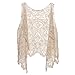 jastie Open Stitch Cardigan Boho Hippie Crochet Vest (A-Cream)
