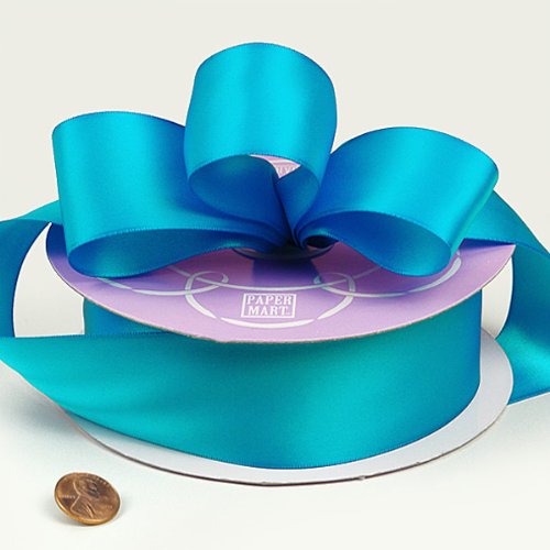 Aegean Blue Double Face Satin Ribbon, 1-1/2