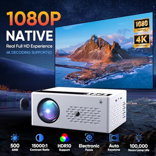 TMY Smart Projector 4K【Bundled with Google TV Stick】Mini Projectors Compatible with Netflix, Portable Projecteur with Electric Focus & Keystone, Home Projecteur WiFi6 & Bluetooth for Indoor & Outdoor