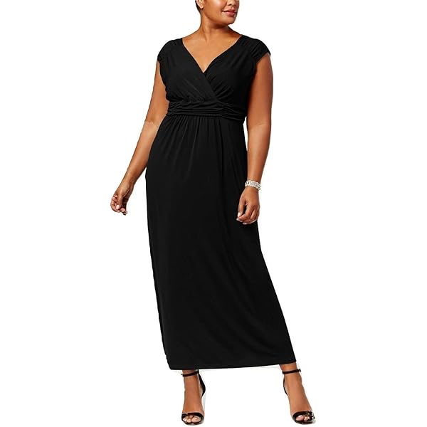 slim fit dress slacks Pleated Long Sleeve Surplice Maxi Dress Green / L