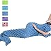Awkli Warm Mermaid Tail Blanket Crochet Super Soft Comfortable Suitable for All Seasons Sleeping,Reading,Watching, Working,Sofa Blankets Gift for Mother Day, Halloween, Thanks Giving Day (Blue)