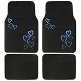 BDK Love Story Blue Design Carpet Floor Mats for Car SUV - 4 Piece Set, Blue, Licensed Prodcuts, Secure Backing