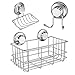 iPEGTOP Strong Suction Cup Shower Caddy Bath Organizer Storage Basket Soap Dish Holder Hooks Stainless Steel Shampoo, Conditioner Bathroom Accessories, 3 Sets