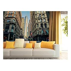 Cityscape with Urban Architecture and Skyscraper - Removable Wall Mural | Self-Adhesive Large Wallpaper - 66x96 inches