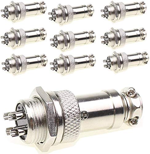 DollaTek 10Pcs Aviation Connector 16mm 4P 7A 125V GX16-4 Waterproof Male Female Panel Metal Aviation Wire Connector