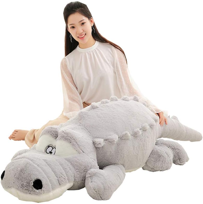 Annco Halloween Giant Huge Cute Animals Doll Soft Fluffy Plush Crocodile Toy 100cm (Gray)
