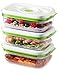 FOSA Vacuum Seal Containers (3-Pack, 34oz) – Airtight Food Storage Containers for Freshness | BPA-Free, Dishwasher Safe | Ideal for Meal Prep, Leftovers, Dry Goods (Pump Sold Separately)
