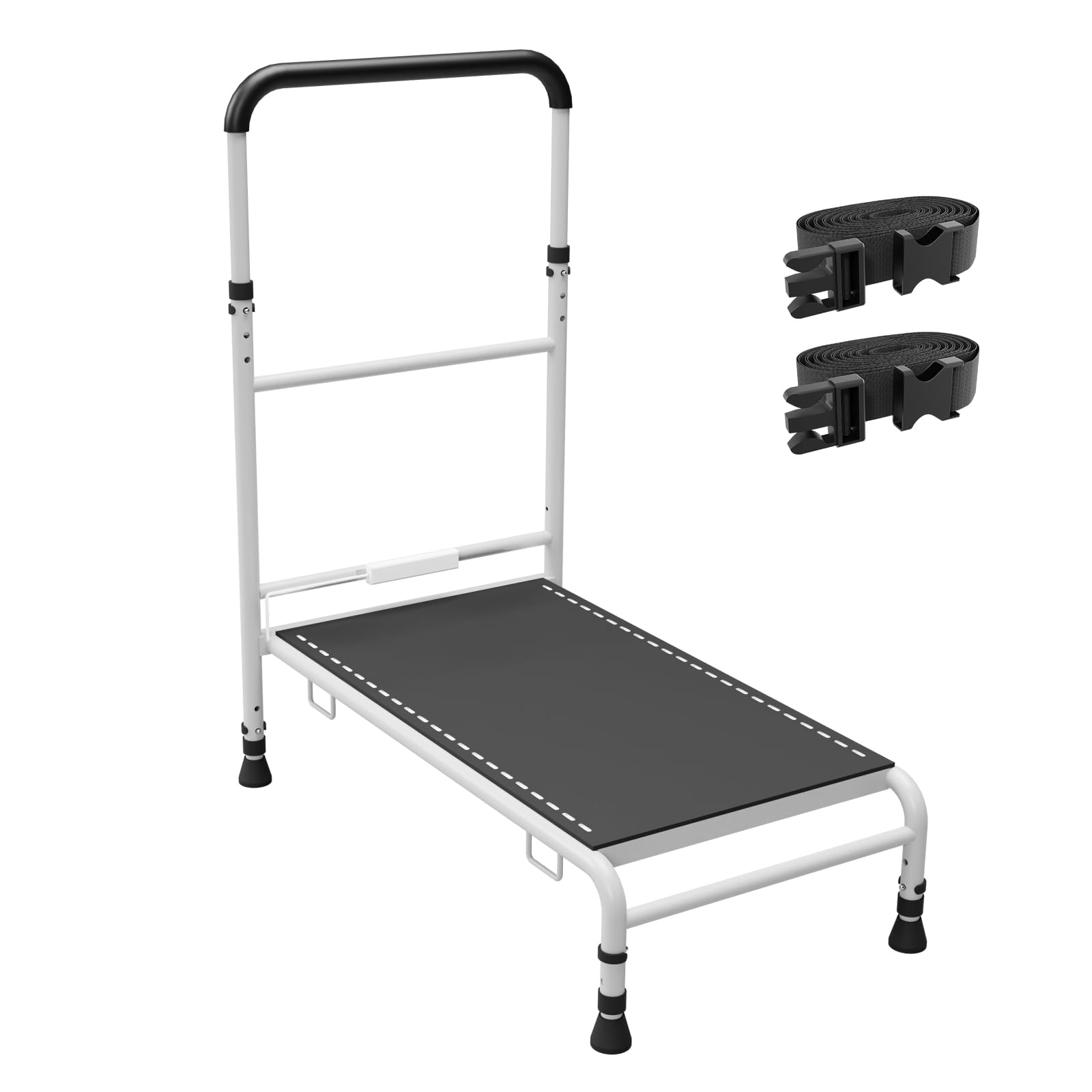 Photo 1 of WISDEER Bedside Step Stool with Motion Sensor LED Light, Bed Assist Handle, Elderly Assist Grab Bar with 1 Non-Slip Bed Rail, Sturdy Steel Construction, Holds up to 400 lbs, White