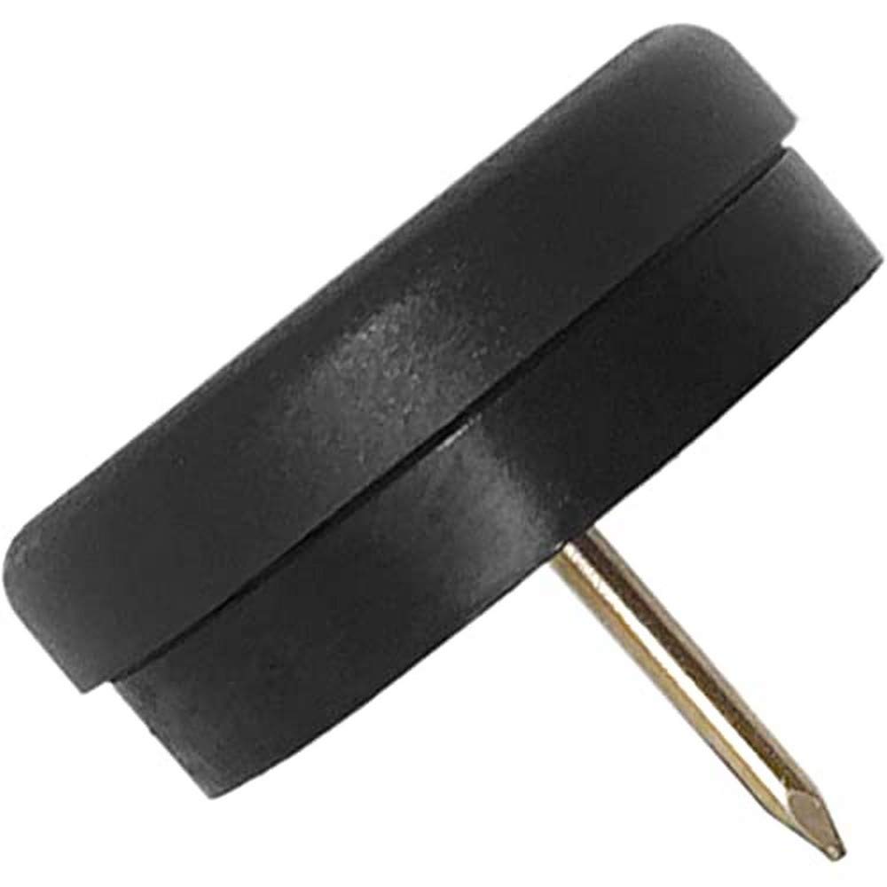 Adsamm® / 32 x Glides in plastic with nail and rubber cushion | Ø 1,18'' (Ø 30 mm) | black | round | Premium quality furniture sliders with bumper and nail by Adsamm®