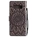 A-slim Galaxy Note 8 Wallet Case, (TM) Sun Pattern Embossed PU Leather Magnetic Flip Cover Card Holders & Hand Strap Wallet Purse Case for Samsung Galaxy Note 8 - Gray