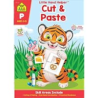 School Zone - Cut & Paste Skills Workbook - Ages 3 to 5, Preschool to Kindergarten, Scissor Cutting, Gluing, Stickers, Story Order, Counting, and More (School Zone Little Hand HelperTM Book Series)