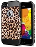 iPhone 5S Case, ELOVEN Ultra Slim Exact Fit Hybrid Dual Layer Shockproof Colorful Picture Design Soft TPU & Hard PC Bumper Protective Armor Case Cover for Apple iPhone 5S/5 - Leopard