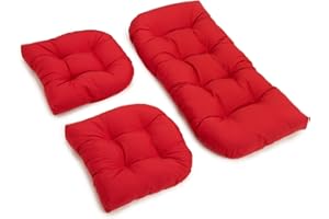 BLAZING NEEDLES, L.P. Blazing Needles Twill Settee Group Cushions, Red, Set of 3