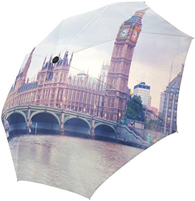 EnnE Big Ben And Houses Of Parliament, London Rain Windproof Compact Automatic Folding Travel Umbrella UV Protection
