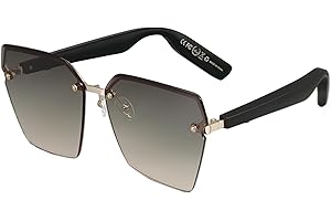 KONLEYA Smart Glasses, Bluetooth Sunglasses with Frameless Gradient Lens, Audio Glasses Sunglasses Music Bluetooth 5.0 with Voice Control for All Smart Devices (Gradient Green)