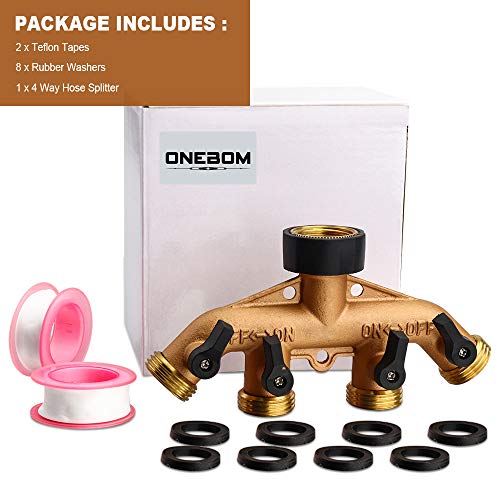 OneBom Hose Splitter 3/4 Inch, Solid Brass Pipe Connector,Garden Hose Distributor Heavy Duty (4 Way) - Thumbnail 6