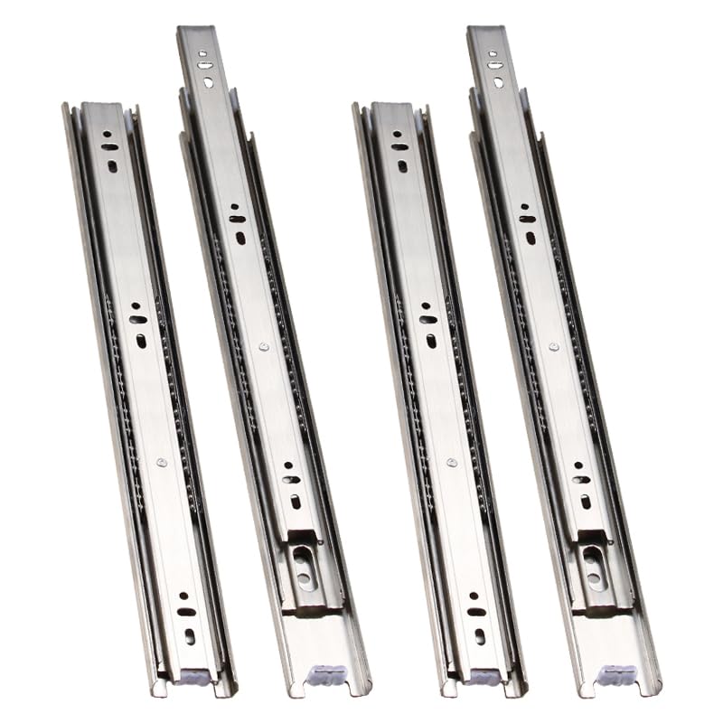 anchak 2 Pairs (4 Pieces) 500 mm Stainless Steel Drawer Runners, 3 Fold Telescopic Drawer Runners, Ball Bearings, for New Drawers