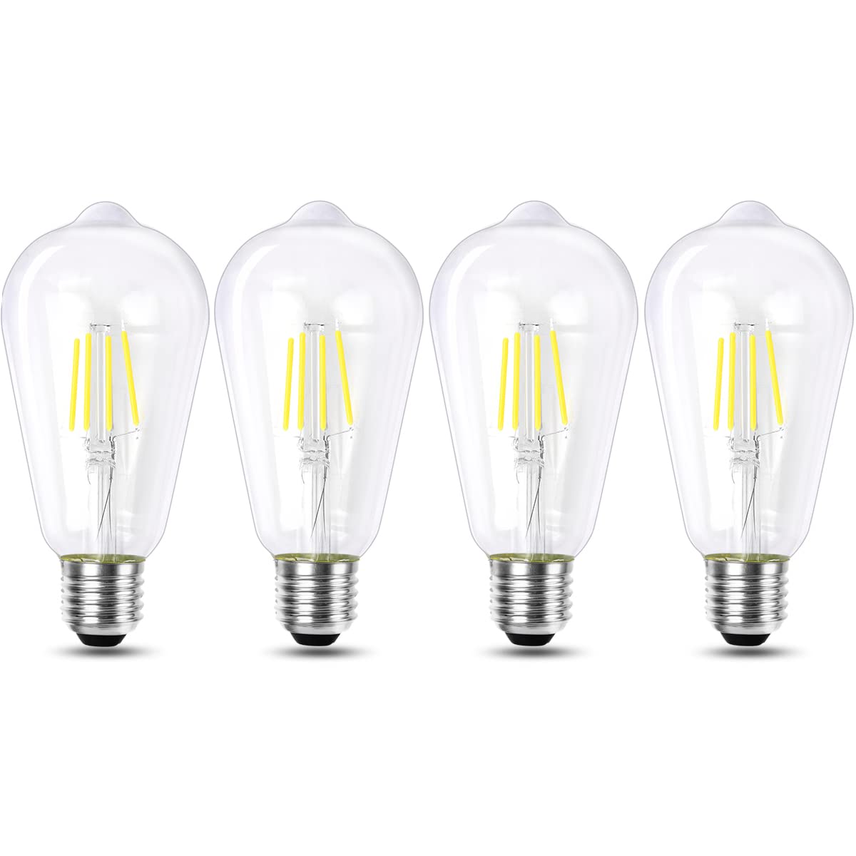 Ankey LED E27 Edison Screw Bulbs, 4W ST64 Filament Vintage LED Bulbs, Equivalent to 40W, Cool White 6000K, 420Lm, Non-Dimmable, 4 Pack