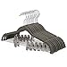 SONGMICS Hangers, 12-Pack Pant Hangers Velvet, No-Slip Strong Enough and Space Saving with Metal Clips Grooves Hook for Coat Pants Jacket, Gray UCRF12V