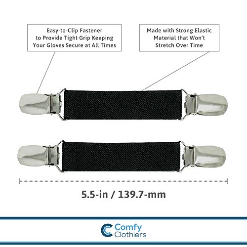 Comfy Clothiers Elastic Mitten Clips for Kids Gloves and Adults Tight Steel Grip Glove Clips